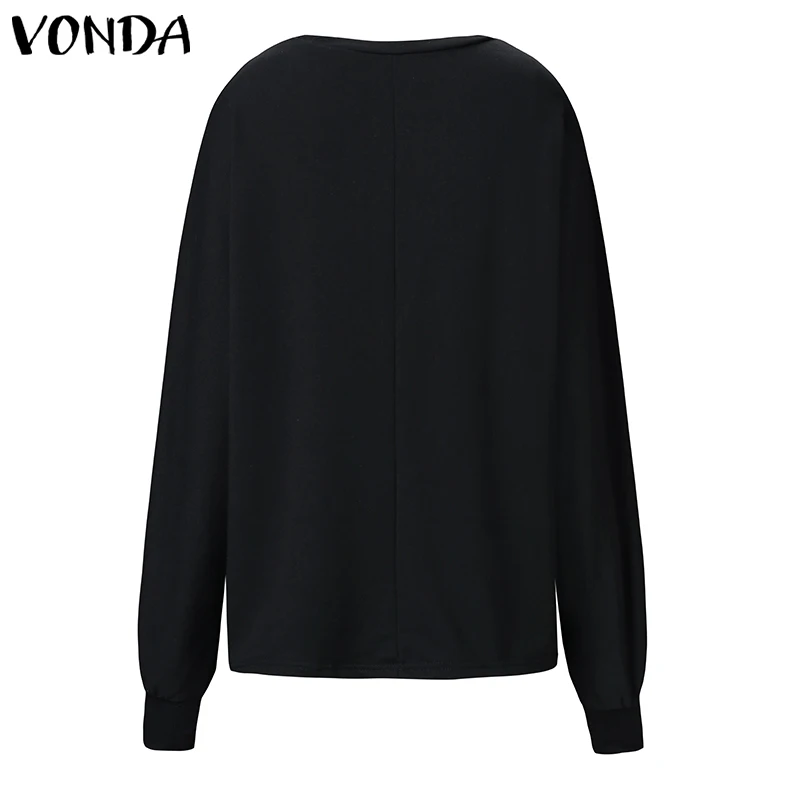 VONDA Vintage Sweaters Women Leopard Patchwork Blouses Casual Knitwear Long Sleeve Round Neck Knitted Sweater Oversized Tops | Женская