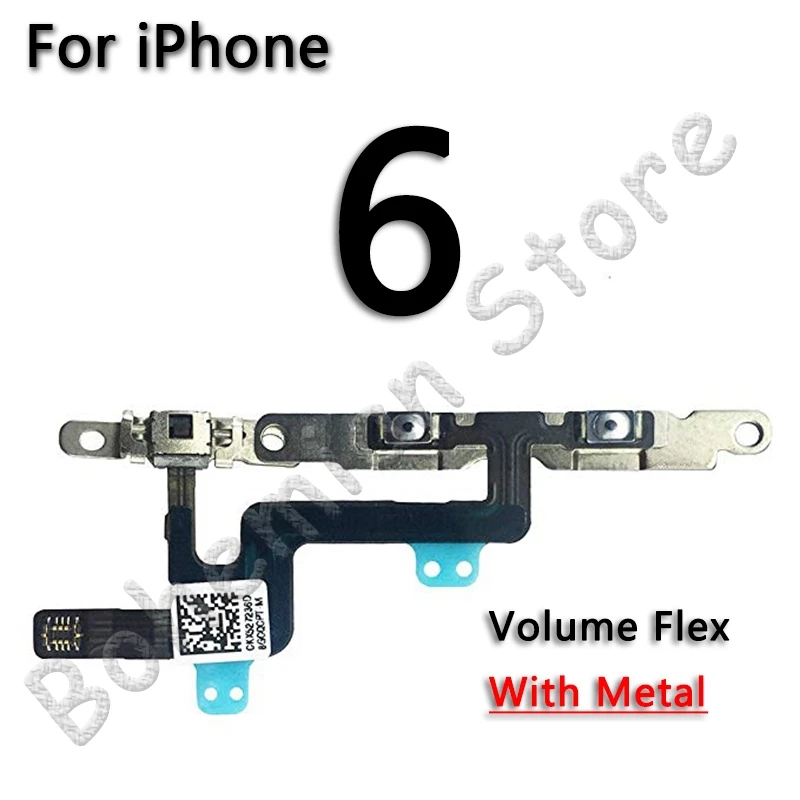 Volume-6 Шлейф питания для iPhone 6, 6s, 7, 8 Plus, 5C, 5, 5S, SE, 7G, 8G, 6G, кнопка отключения звука и Кнопки громкости, гибкий кабель питания с металлическими деталями - Цвет: Volume-6