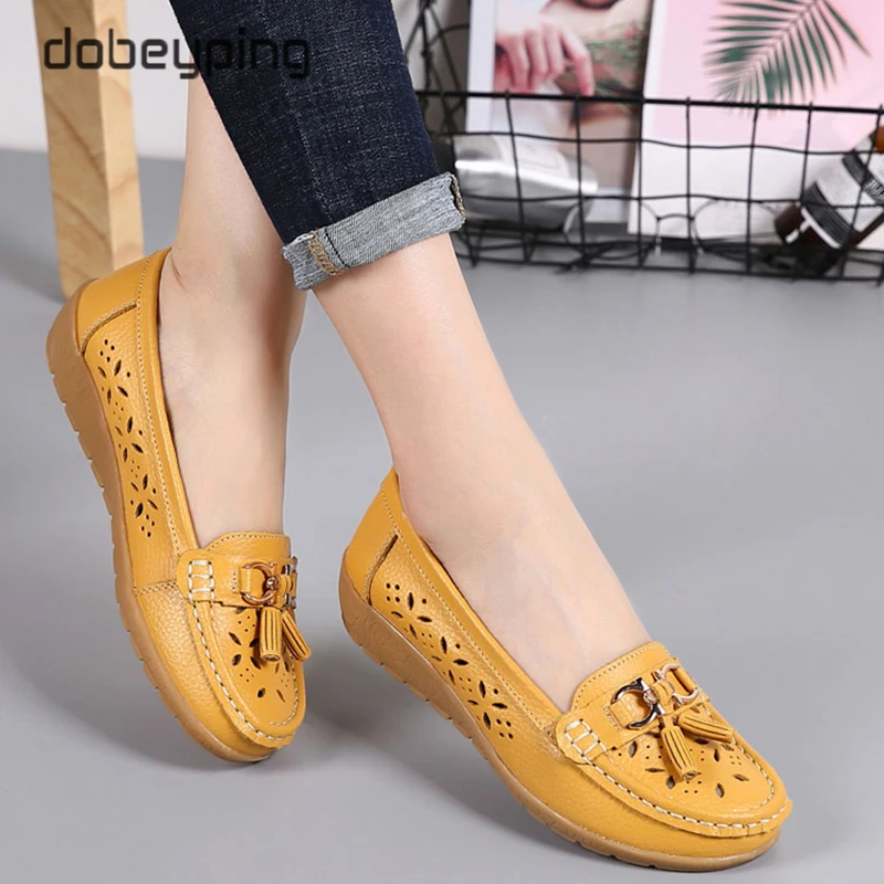 Туфли dobeyping женские летние из натуральной кожи перфорированные лоферы без