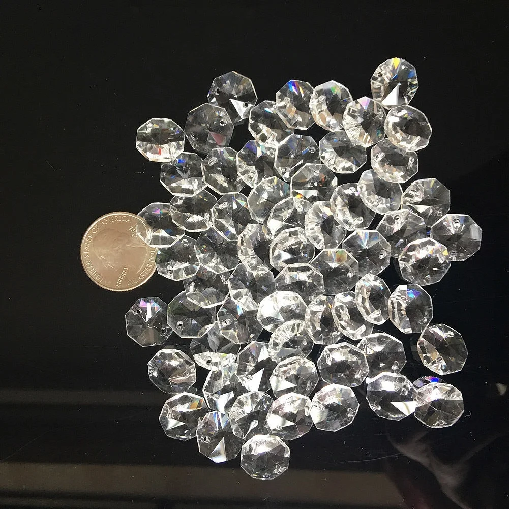 20 шт. 14 мм 2 отверстия прозрачная восьмиугольная цепь для люстры лампа призма