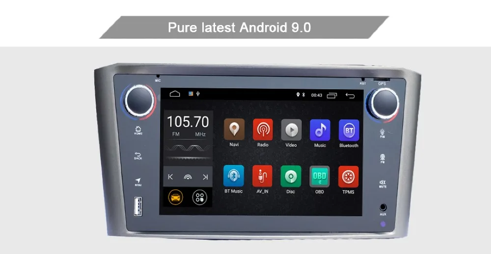 Android 9,0 Автомобильный мультимедийный плеер для Toyota Avensis T25 2003-2008 Wifi Bluetooth Радио DVD gps навигация Видео Аудио