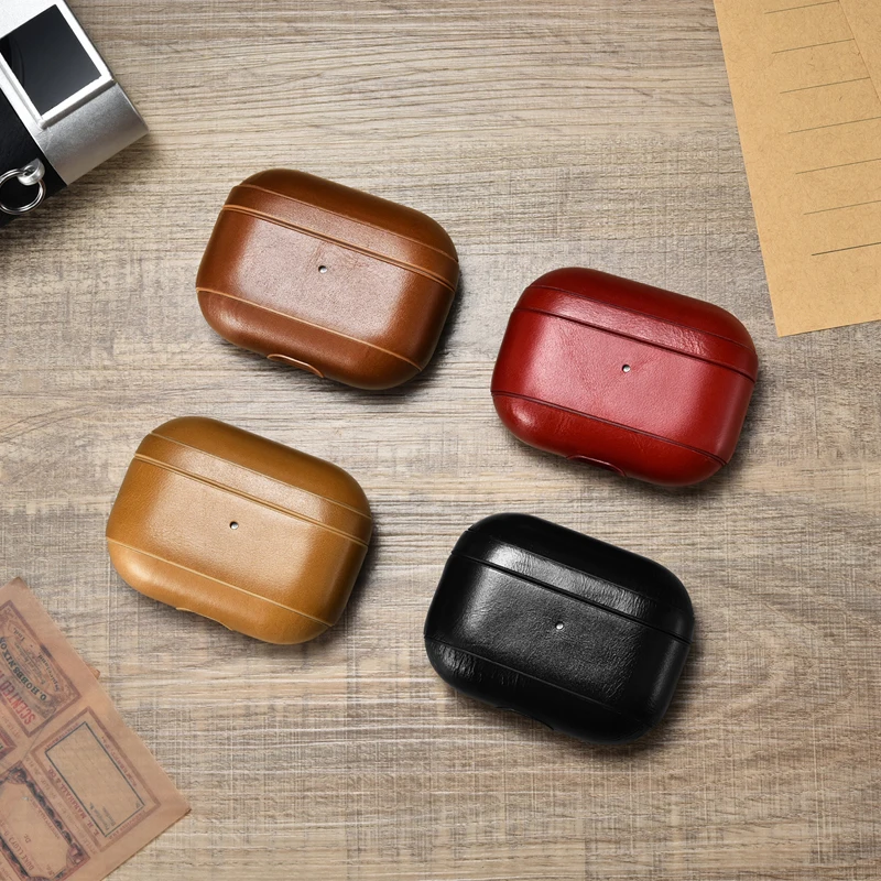 

Genuine Leather Cover for Apple Airpods Pro Case Wireless Earphone Protective Skin Cover Bag for Air Pods Pro Earpods Case
