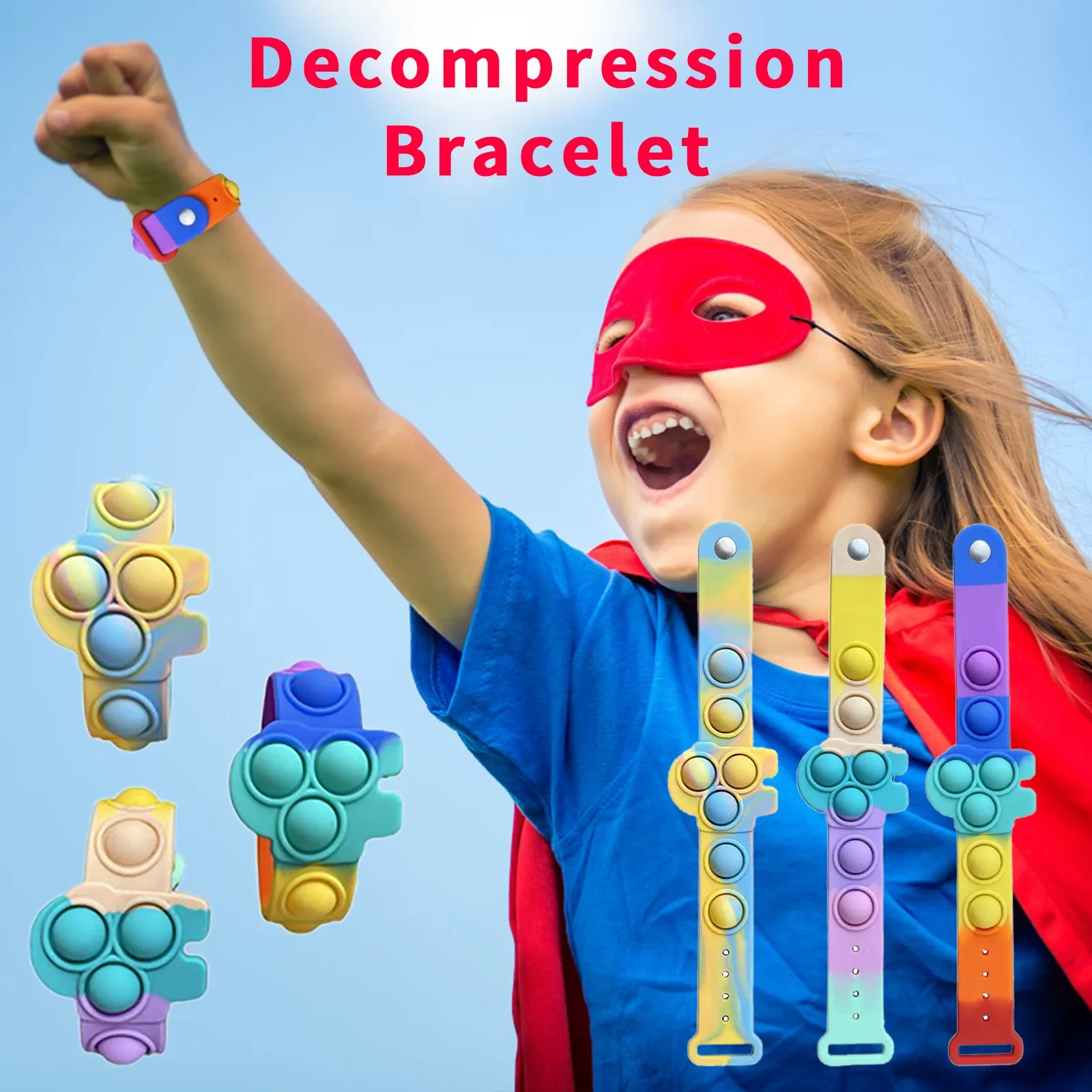 

Antistress Bracelet Toys Press Hand Fidget Toy Silicone Wristband Portable Push Its Bubble Decompression Toys For Children