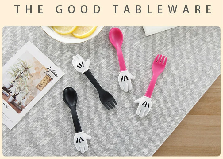 Набор посуды Kawaii детские столовые приборы в форме ладони Микки Мауса из