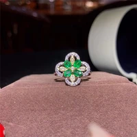 real green emerald natural womans real 925 solid sterling silver rings