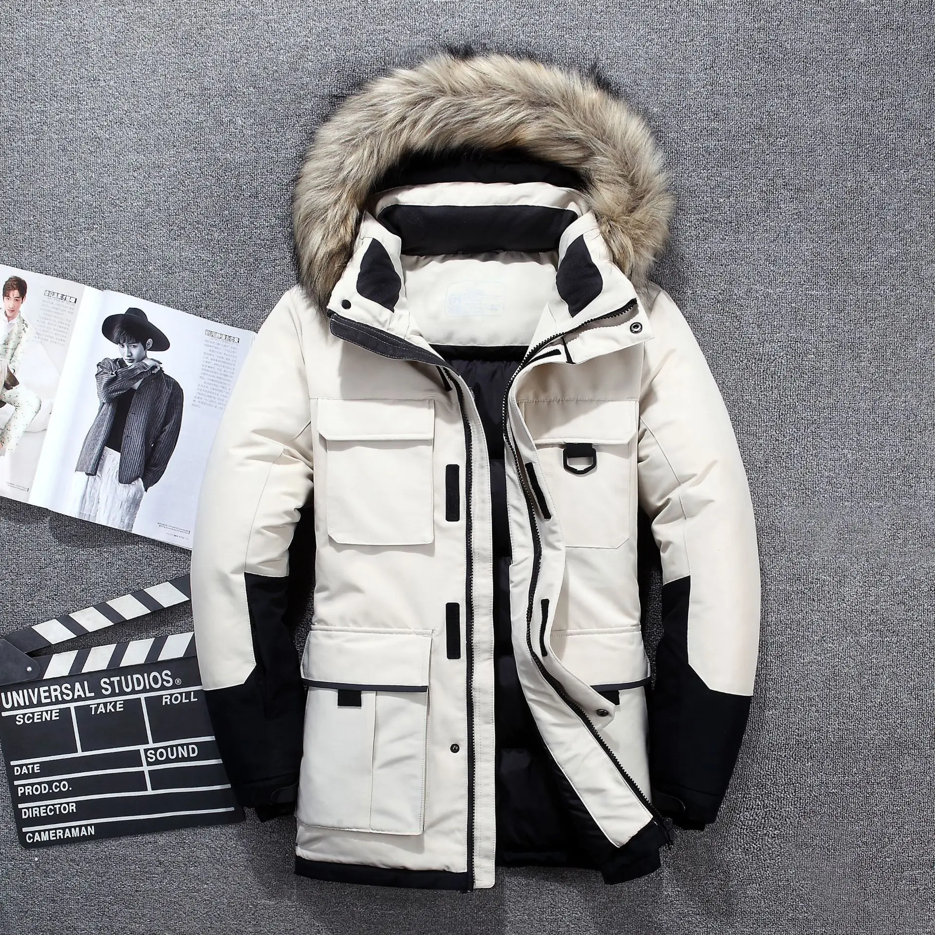 

-40 Degrees White Duck Down Jacket Men Thick Winter NEW Big Real Fur Collar Warm Parka Waterproof Windproof Top Quality