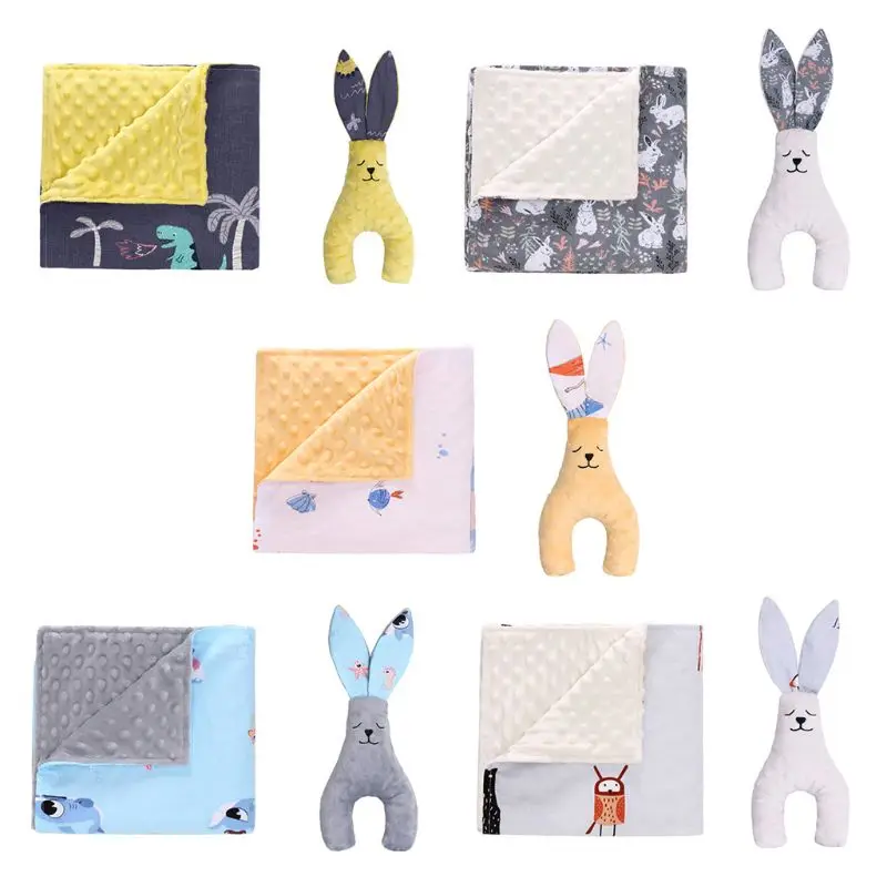 

2 шт./компл. для маленьких шапка для новорожденного Одеяло с куклой в наборе супер мягкое детское одеяло Одеяло в полоску завернутый Пеленал...