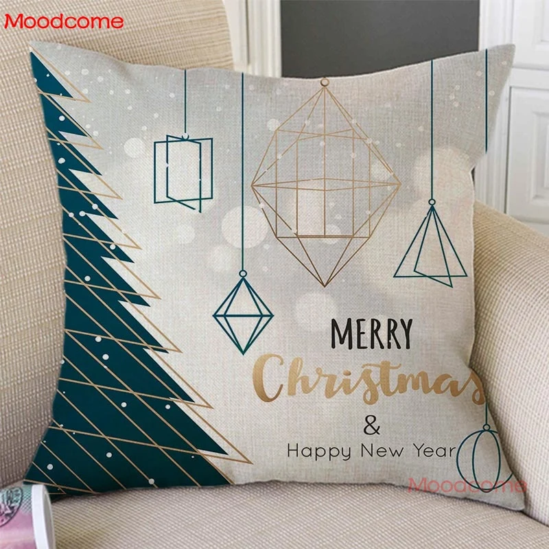 Европейская королевская изумрудная зеленая Геометрическая Рождественская декоративная наволочка для диванной подушки хлопковая льняная Скандинавская Рождественская наволочка для подушки