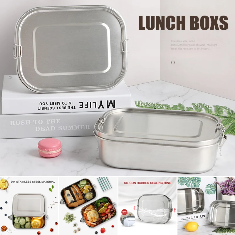 Нержавеющая сталь Ланч бокс 3/2/1 отсек металлический бенто контейнер 2019ing|Коробки