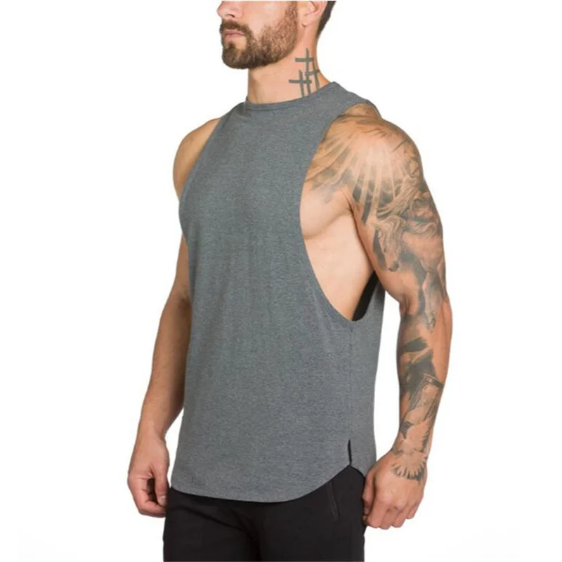 Рубашка без рукавов для тренировок в тренажерном зале жилет из хлопка мужские