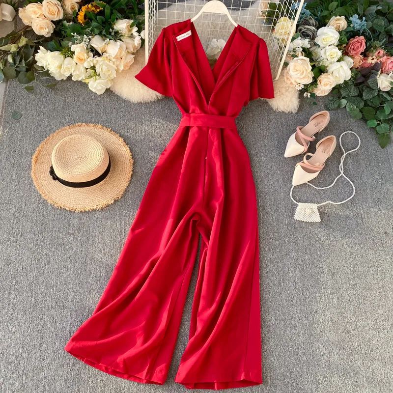 Таиландский модный брендовый темпераментный комбинезон с V образным вырезом и