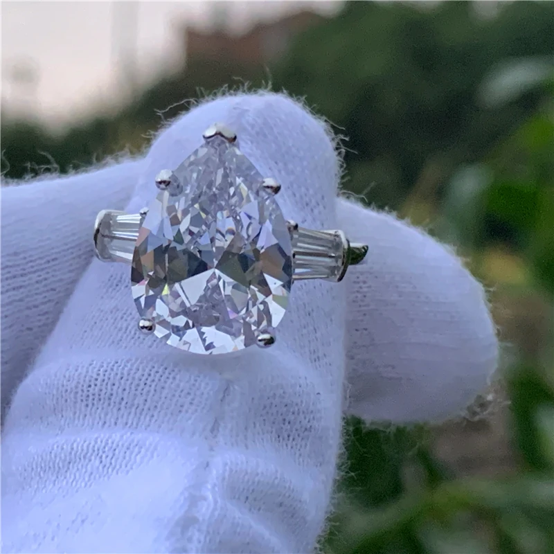 Женское кольцо обещание обручальное из серебра 925 пробы с фианитом 8ct AAAAA|Кольца| |