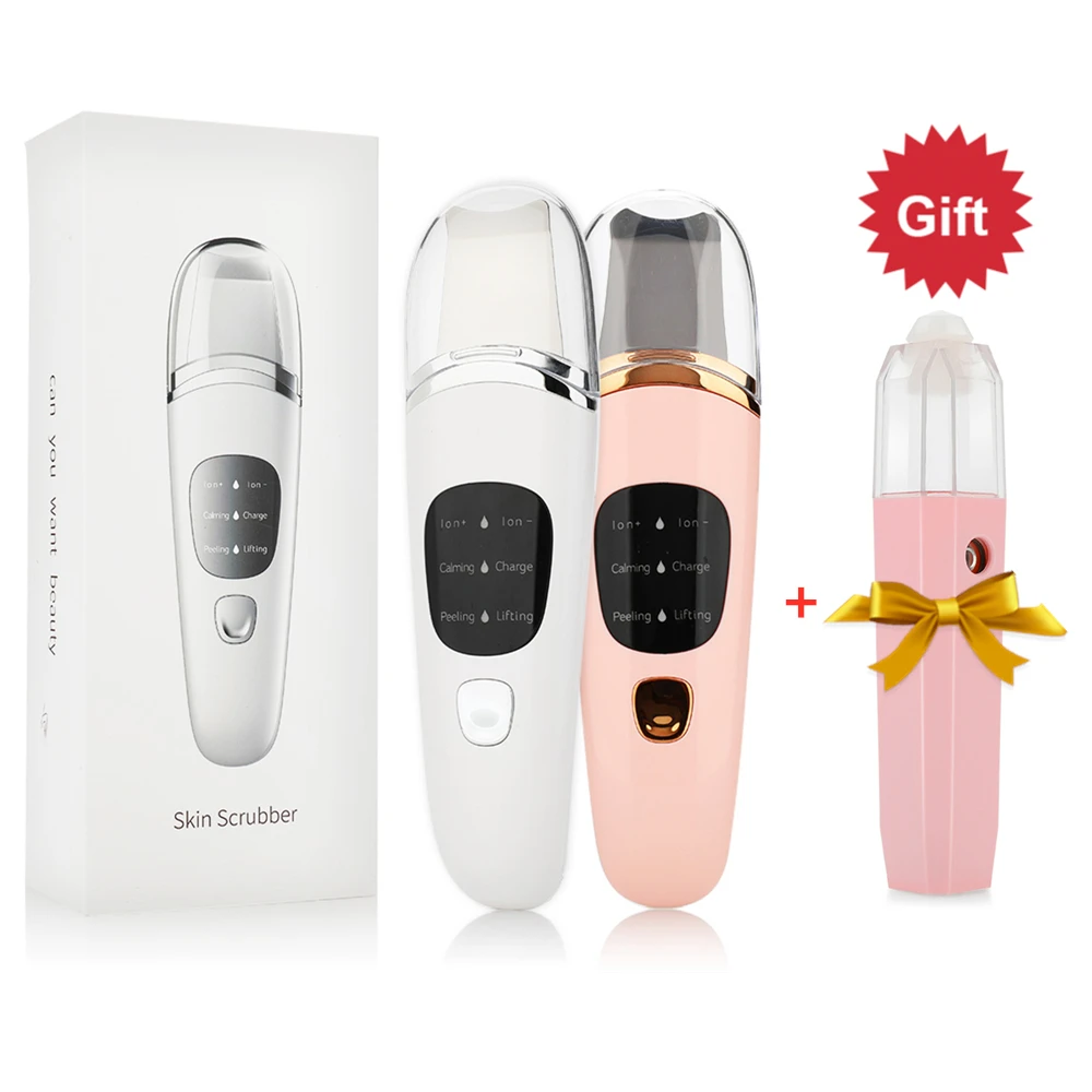 

Ultrasonic Facial Skin Scrubber Cleaner Face Lifting Peeling Shovel Ion Acne Blackhead Remover Facial Massager Skin Care Machine