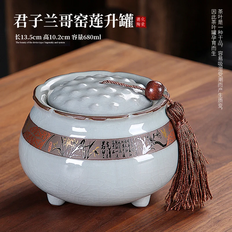 

Chinese Ceramic Tea Box Cofee Sugar Canister Handmade Seal Portable Modern Tea Box Organizer Theedoos Household Products DG50TC