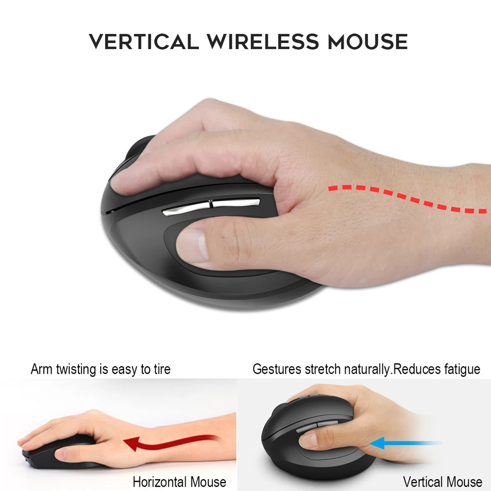 

YWYT Wireless Mouse G836 Vertical 2.4GHz 2400DPI with 7 Buttons Laptop Ergonomic Gaming Mouse for Office Games