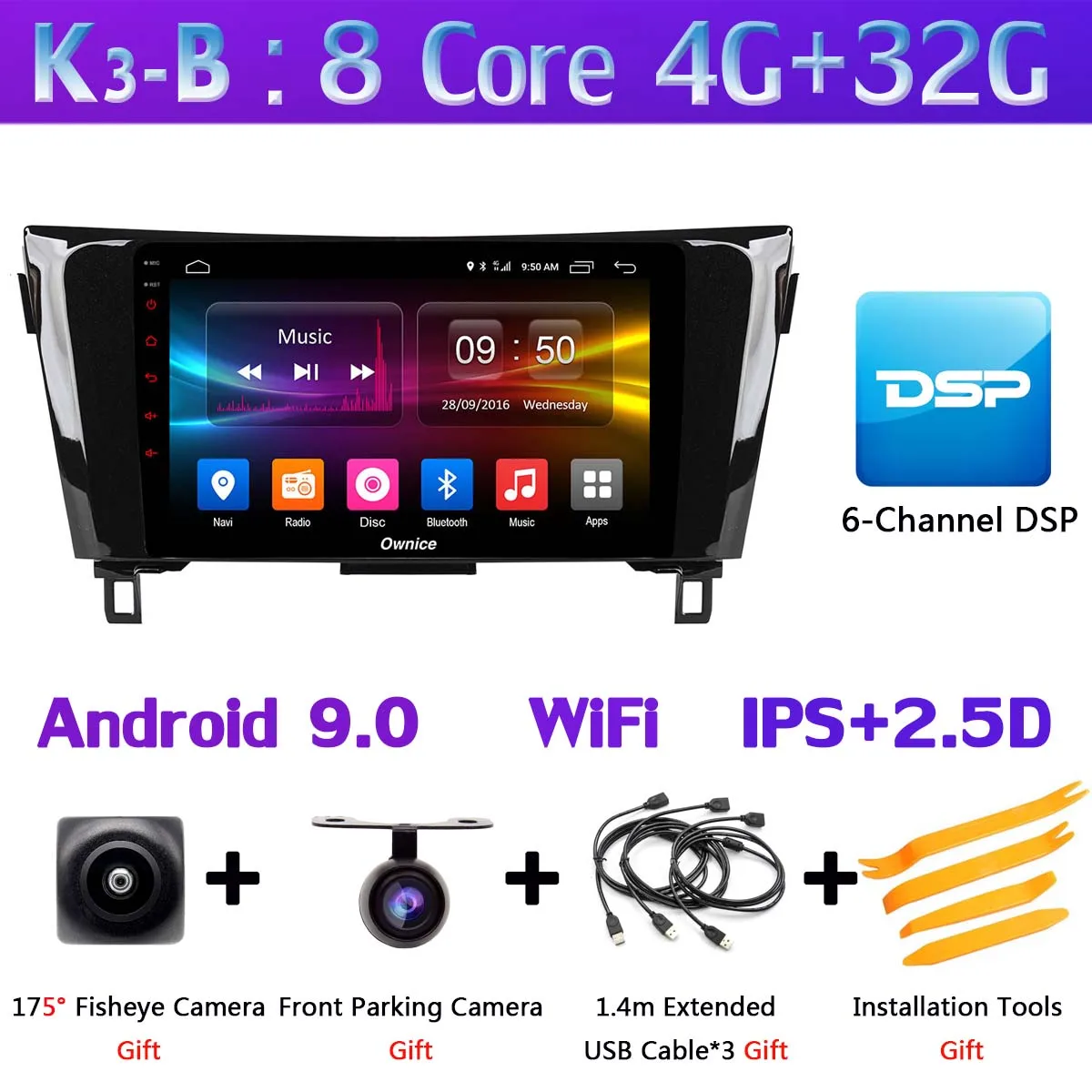 K3-B 10," 360°Panoramic Android автомобильный gps радио для Nissan Qashqai X-Trail X 2013 CarPlay DSP 4 аппарат не привязан к оператору сотовой связи - Цвет: K3-B