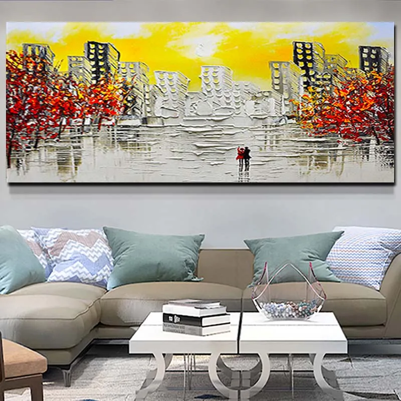 

Hand Painted Impasto Sunset Lanscape Canvas Oil Painting Abstract Picture Living Room Bedroom Home Wall Decoration Drop Shipping