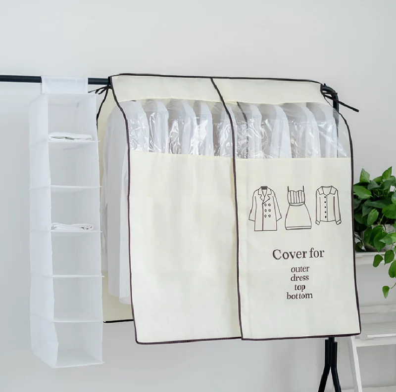

Home Wardrobe Clothes Hanging Dust Cover Dress Suit Coat Storage Bag Case Organizer Dress Clothing Hanging Dust Cover