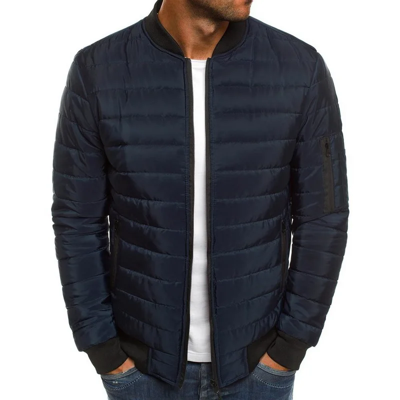 Style2 navy blue CYSINCOS, мужские облегающие теплые пальто, Осень-зима, мужские,, легкие, ветрозащитные, складываемые куртки, одноцветные куртки, уличная одежда - Цвет: Style2 navy blue