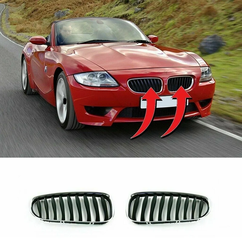 

Top!-Car Left & Right Front Bumper Kidney Grille For-BMW E85 E86 Z4 2003-2008 51137051958 51137051957