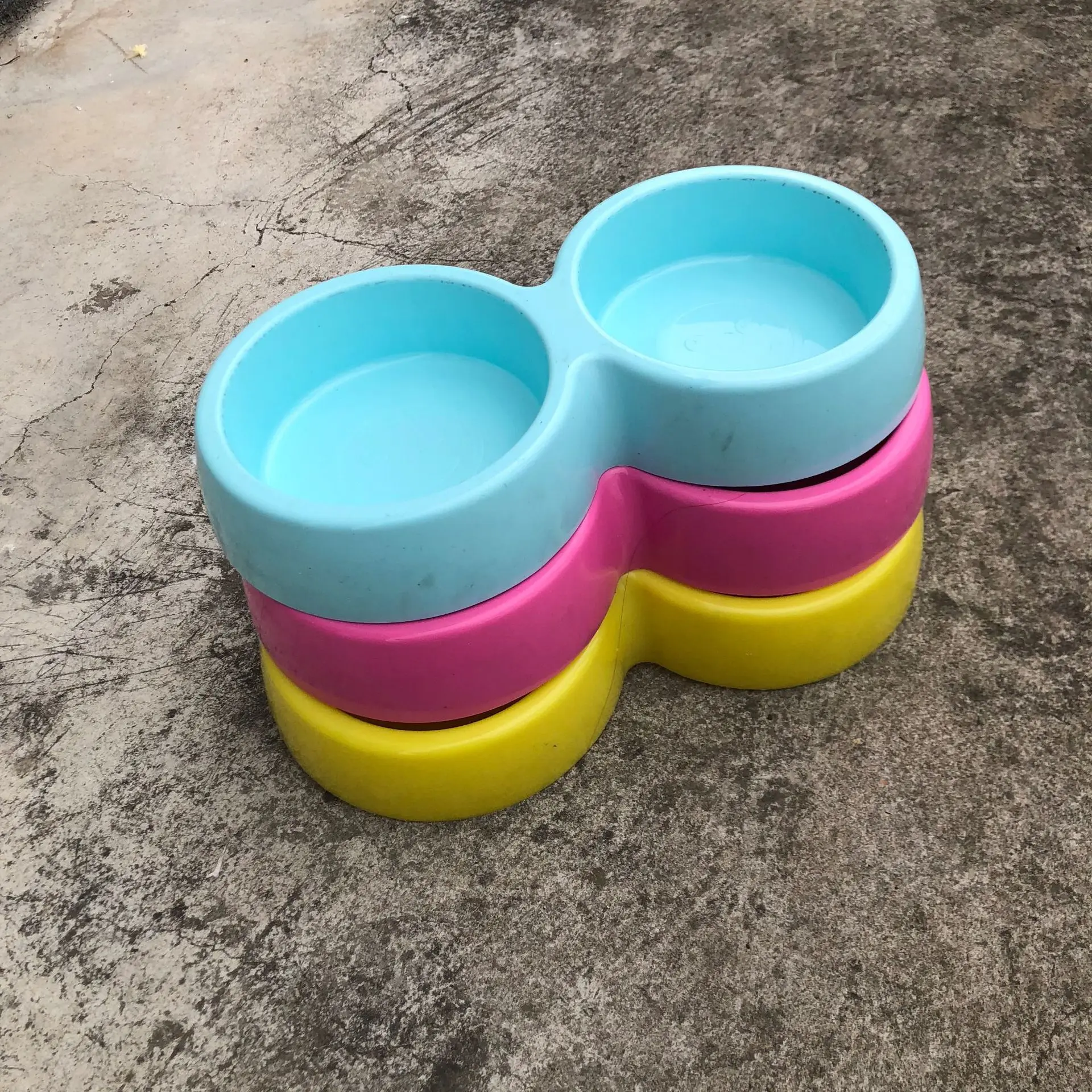 

1PCS Double Pet Bowls Dog Food Water Feeder Stainless Steel Pet Drinking Dish Feeder Cat Feeding Supplies Small Dog Random Color