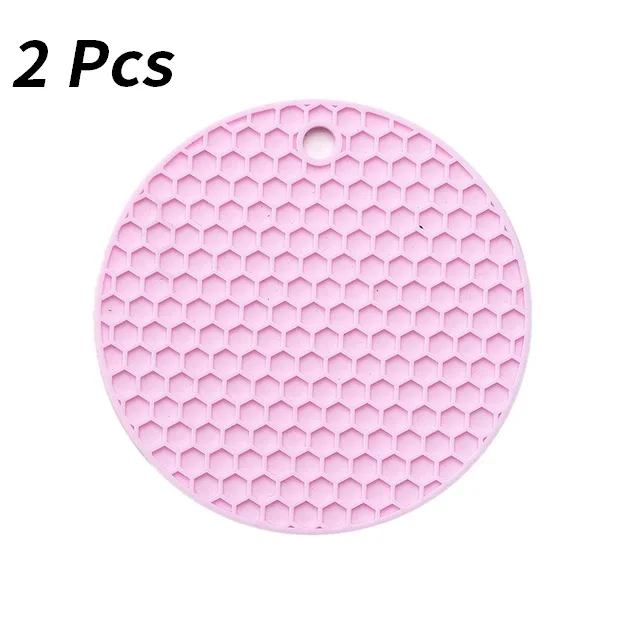 Pink-2 Pcs Многофункциональные силиконовые подставки под столовые приборы, круглые подставки для кухонной утвари, тонкие сотовые Нескользящие подставки - Цвет: Pink-2 Pcs