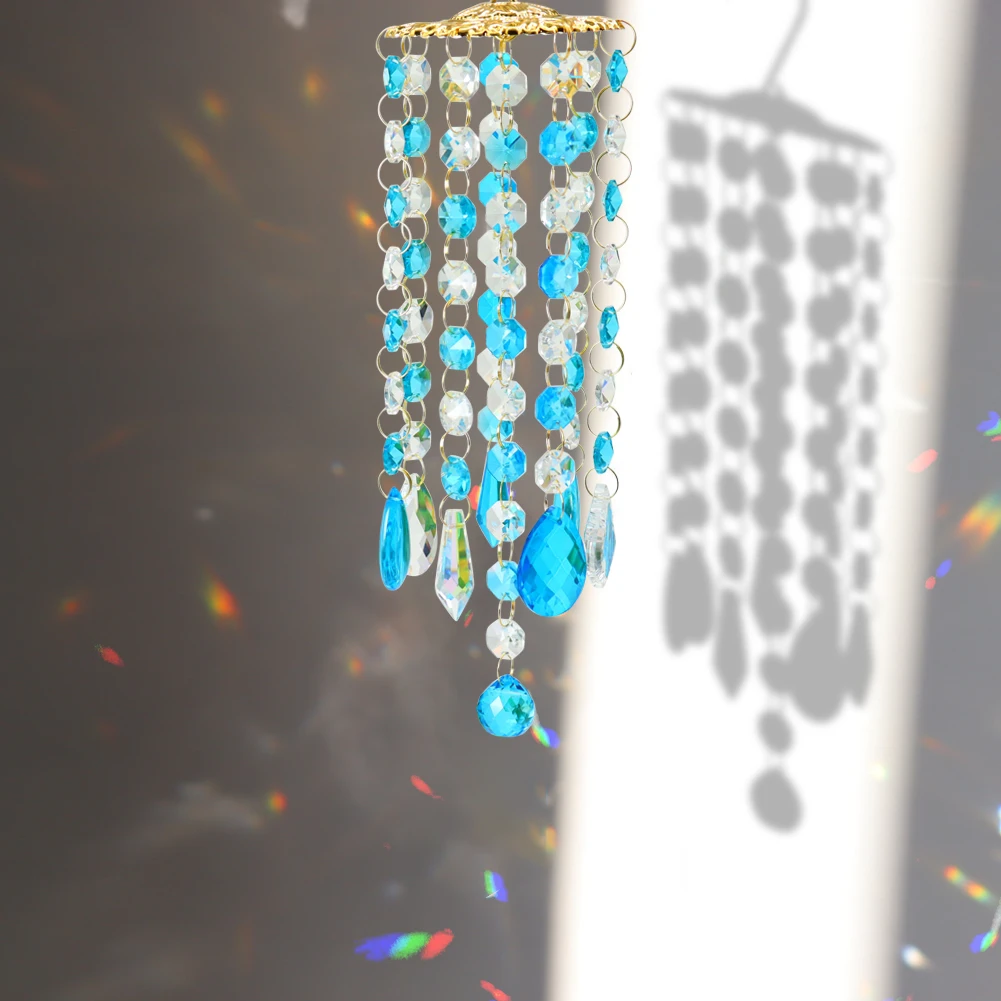 

Красочные колокольчики ветра, Хрустальная Радужная сказочная призма, подвесная Подвеска для дома, сада, автомобиля, декоративные занавески...