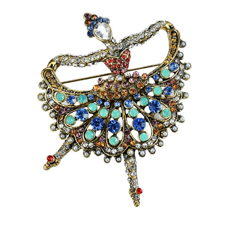 50/100pcs/lot free shipping rhinestone Ballet Brooch Pin Dance Girl Brooches Clothing Accessories Vintage Fashion Jewelry | Украшения и