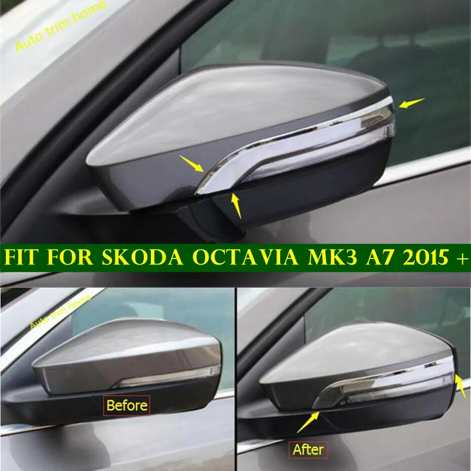 

Chrome Accessories Exterior earview Mirror Anti-rub Rubbing Strip Cover Trim Fit For Skoda Octavia MK3 A7 2015 2016 2017 2018