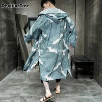 2021 japanese kimono cardigan men haori yukata male samurai clothing long kimono jacket mens crane kimono shirt yukata haori