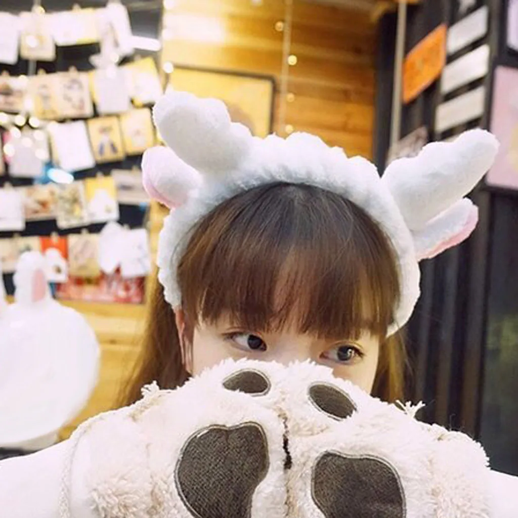 Cute Cat Ear Flannel Soft Bow Headbands For Women Girls Makeup Tool Hair Holder Hairbands Band Headwear Accessories#p5 |