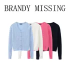 Милый трикотажный кардиган для девочек, Модная трикотажная одежда с V-образным вырезом, Милая женская короткая однотонная тонкая кофта, 2022