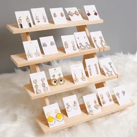 log multilayer desktop earring display stand jewelry counter display props large capacity necklace ring decoration storage