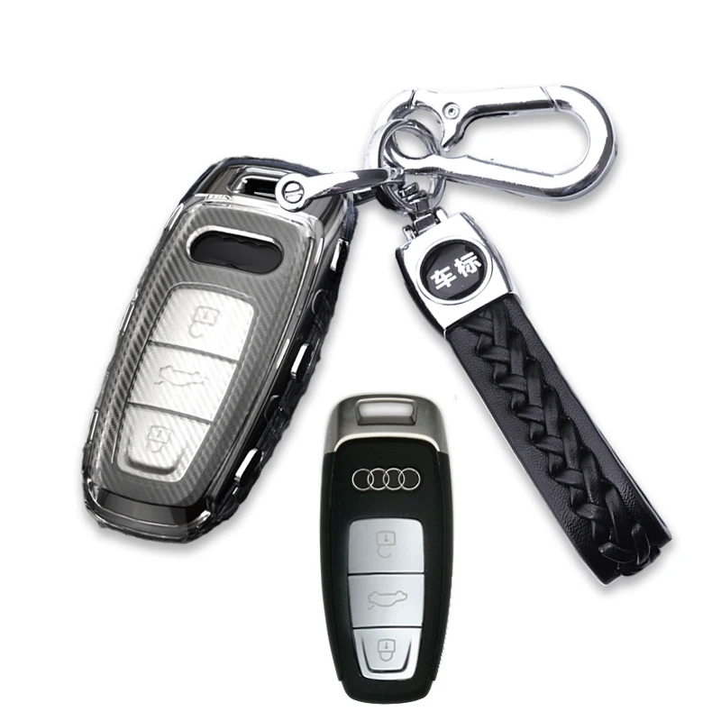 

TPU key cover for 2019 Audi A6 A7 A8 Carbon Fiber key cases Car key shell