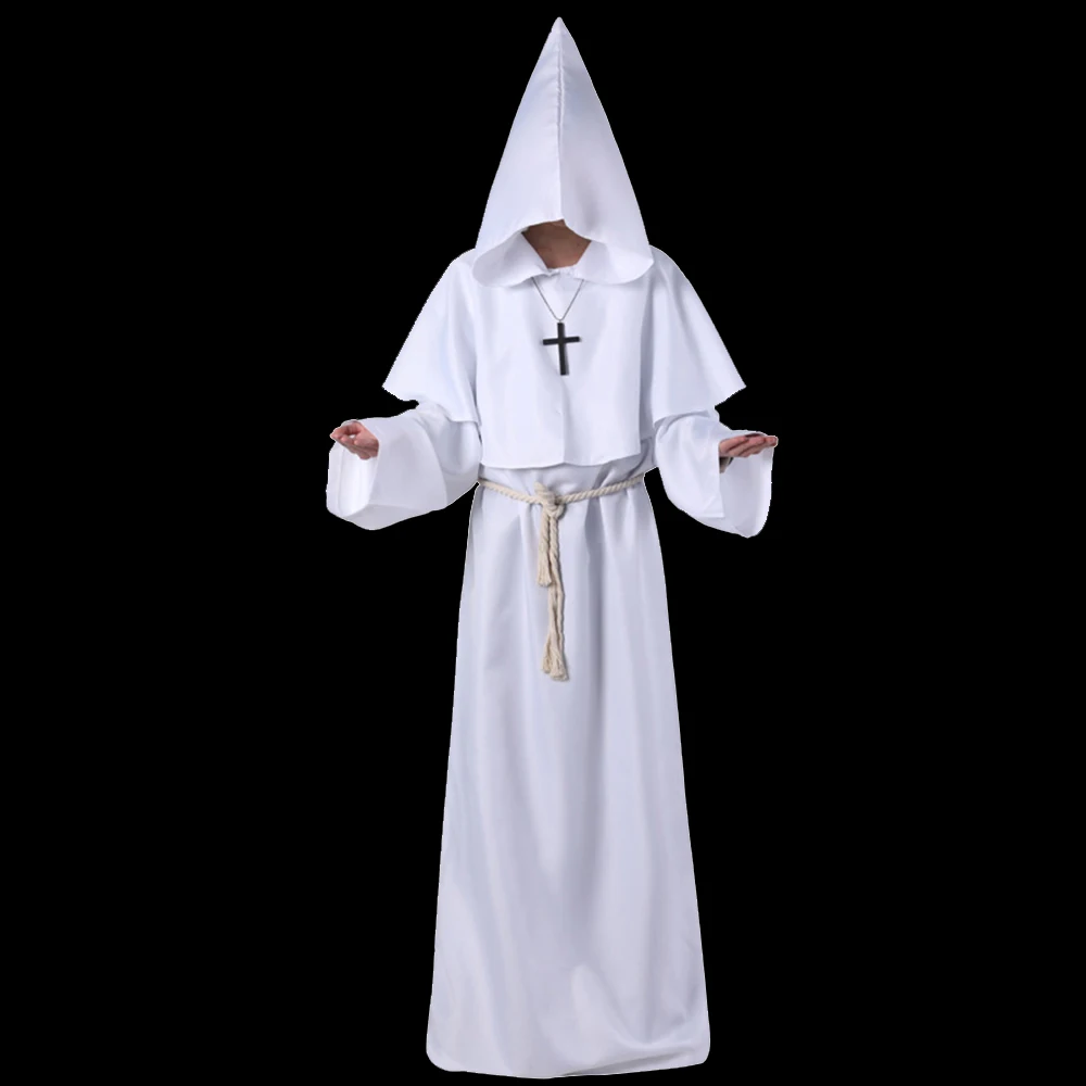 Halloween Cosplay Hot Unisex Christians Suit Medieval Monk Costume Robe Witch Priest Christian Party 2019 New | Тематическая одежда