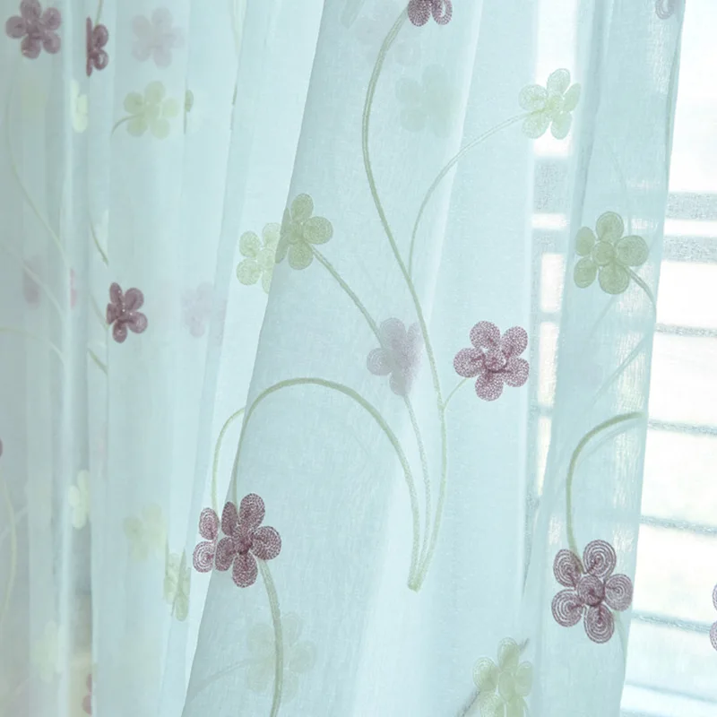 Синие занавески s розовая вышитая вуаль современные для окон гостиной тюлевые