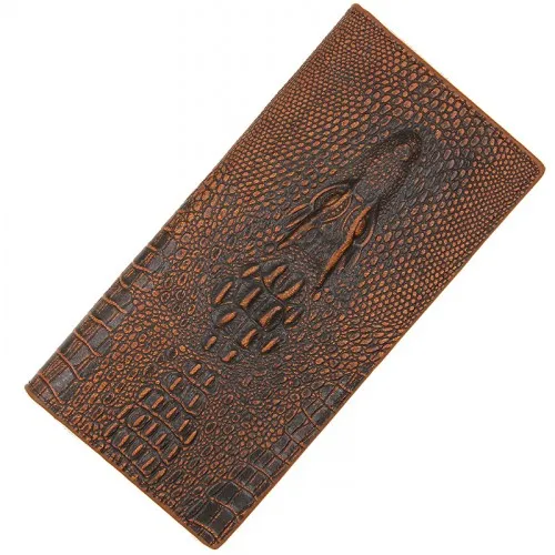 Deep coffeeC Bokinslon, мужской модный кошелек, длинный, деловой, крокодиловый, многофункциональный, большой емкости, трендовый, мужской кошелек - Цвет: Deep coffeeC