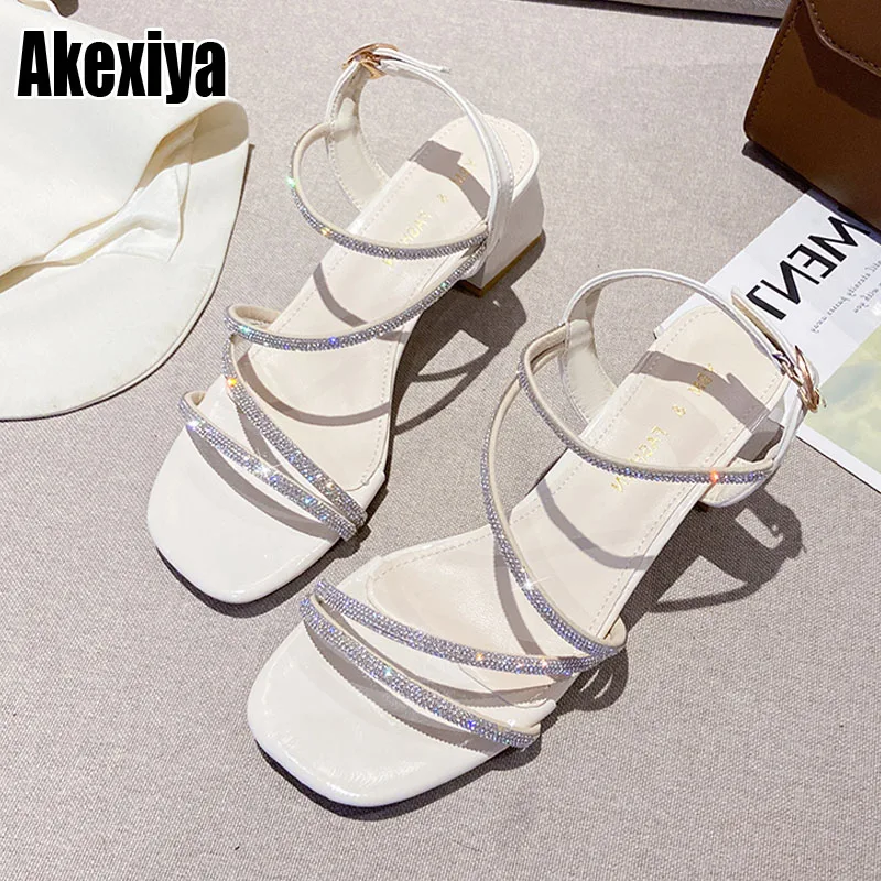 

Thick Heel Sandals Female Fairy Style 2022 New Summer Women's Shoes Mid-heel All-match Word with Roman High Heels BC3758