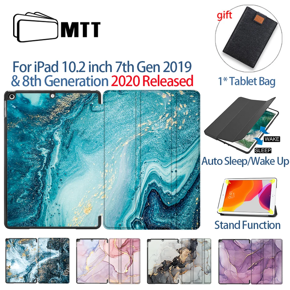 

MTT мраморный PU кожаный чехол для iPad 10,2 дюймов 7-го поколения 2019 трехслойный флип-чехол с подставкой, чехол с сумкой для планшета a2232 a2200