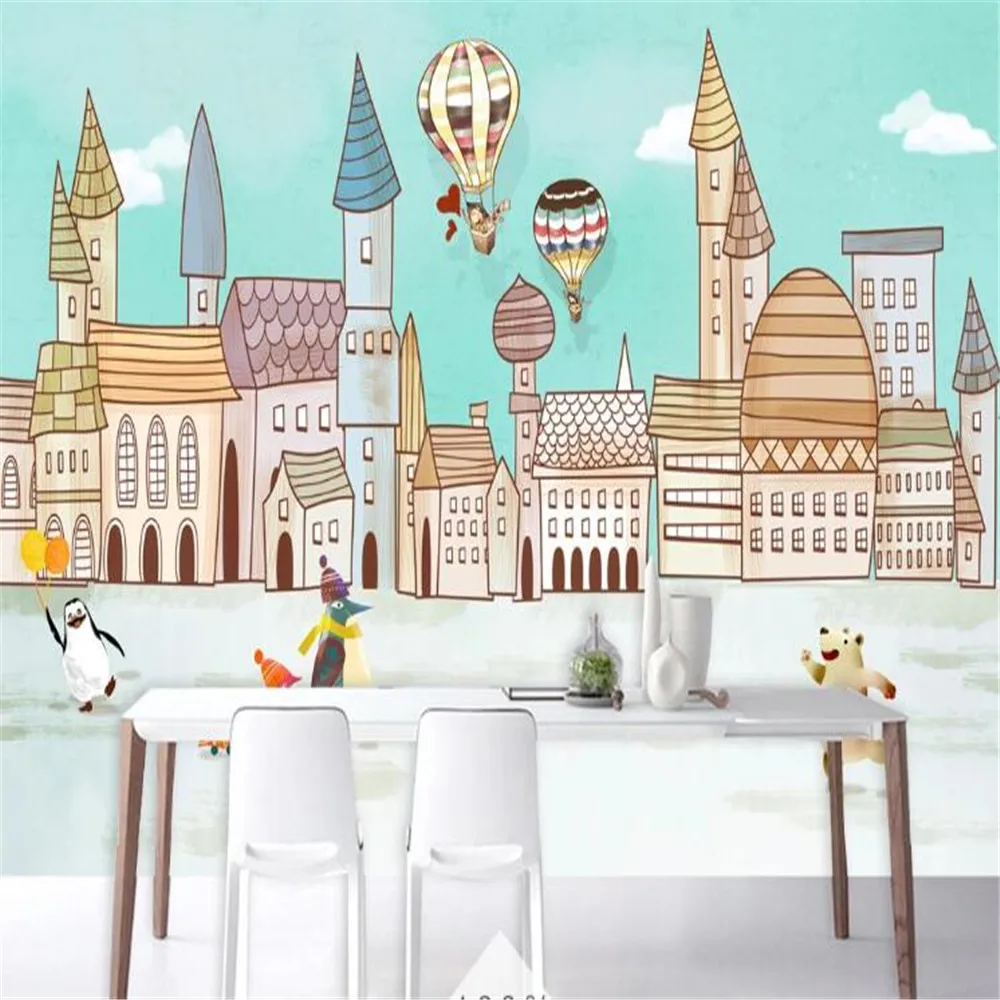 

Большие Настенные обои Milofi на заказ, ручная роспись, мультяшный креативный Пингвин, замок, фон для украшения стен, роспись, бумажная роспись