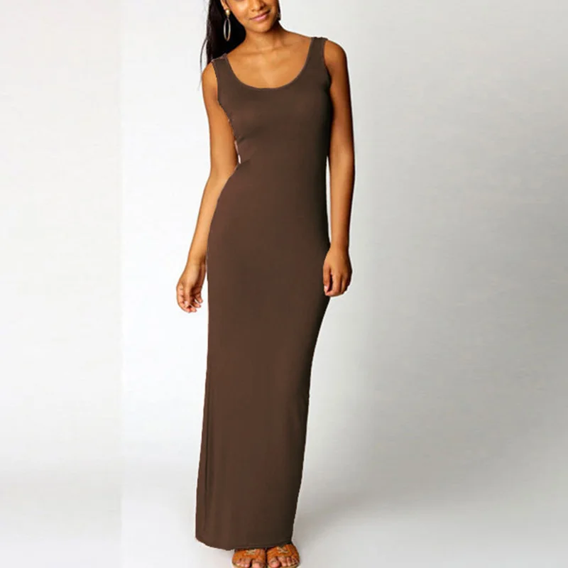 

Plus Size Maxi Dress Summer Women Round Neck Tank Dress Bodycon Sukienka Elegant Beach Party Stretch Dress 2021 Fashion Ladies