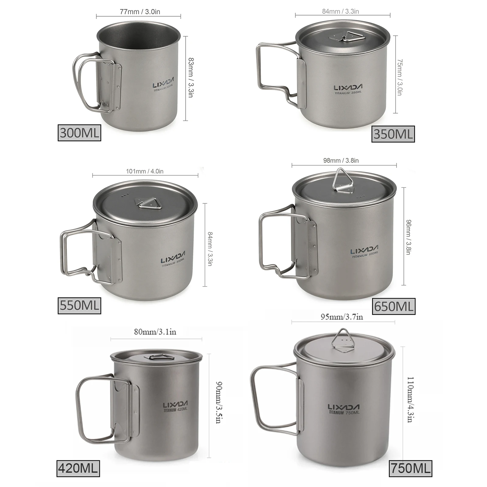 Набор посуды Lixada титановая кружка портативная для чая кофе воды кемпинга пикника