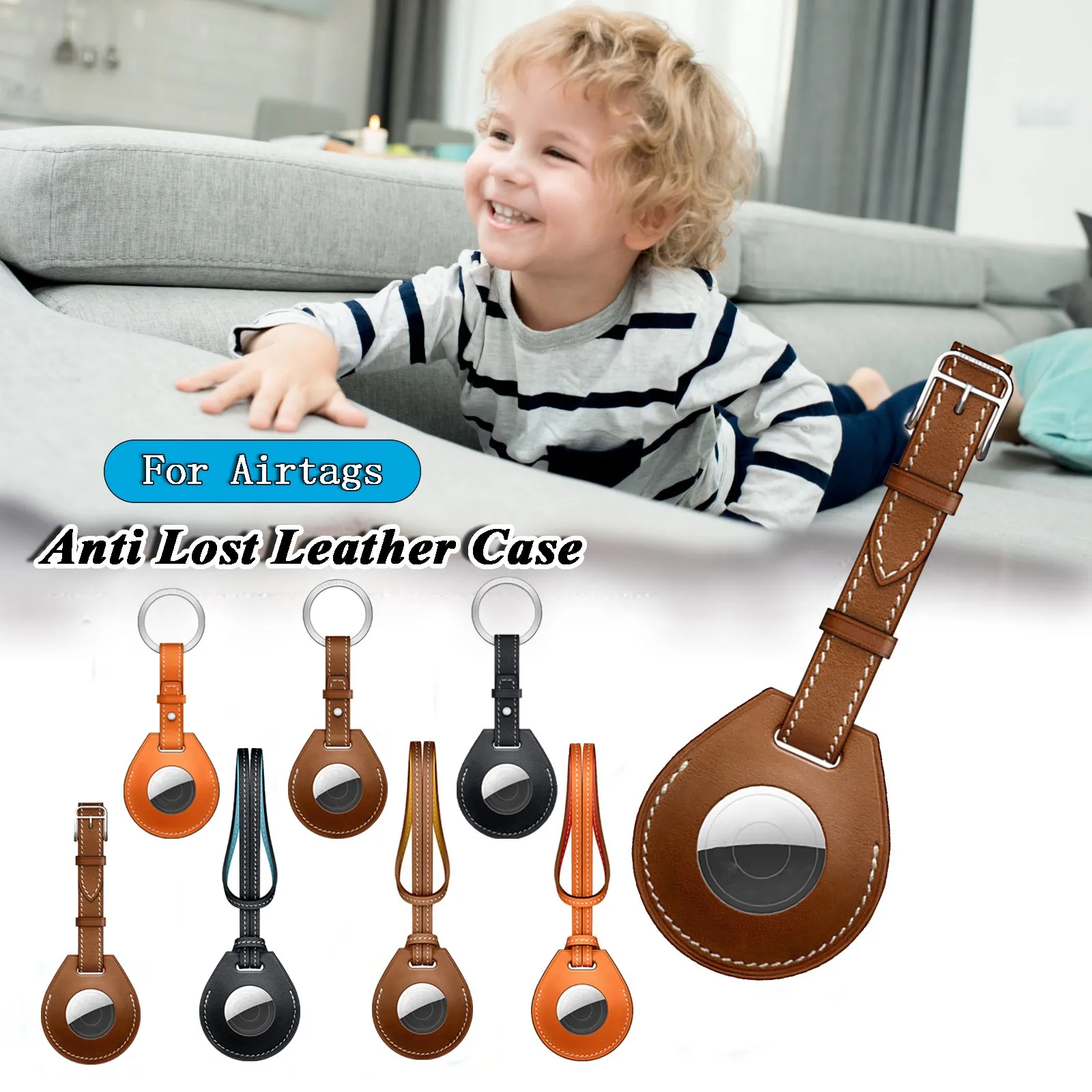 

Protective Case For AirTags Locator Tracker Anti-lost Leather Cover With Keychain Design For Convenient Carrying Portable Covers