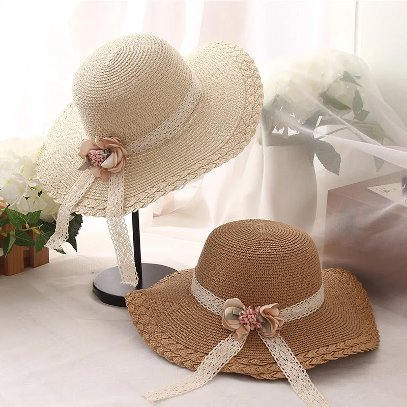 

Женские Модные соломенные шляпы для девочек и мальчиков, летняя детская Солнцезащитная шляпа, однотонная Цветочная декоративная шапка для ...