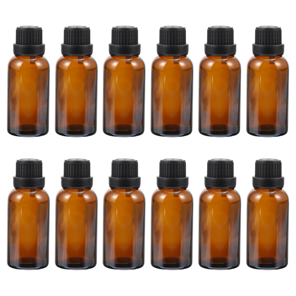 

12Pcs Glass Essential Oil Bottles with Perforated Plug Reagent Bottles Coffee
