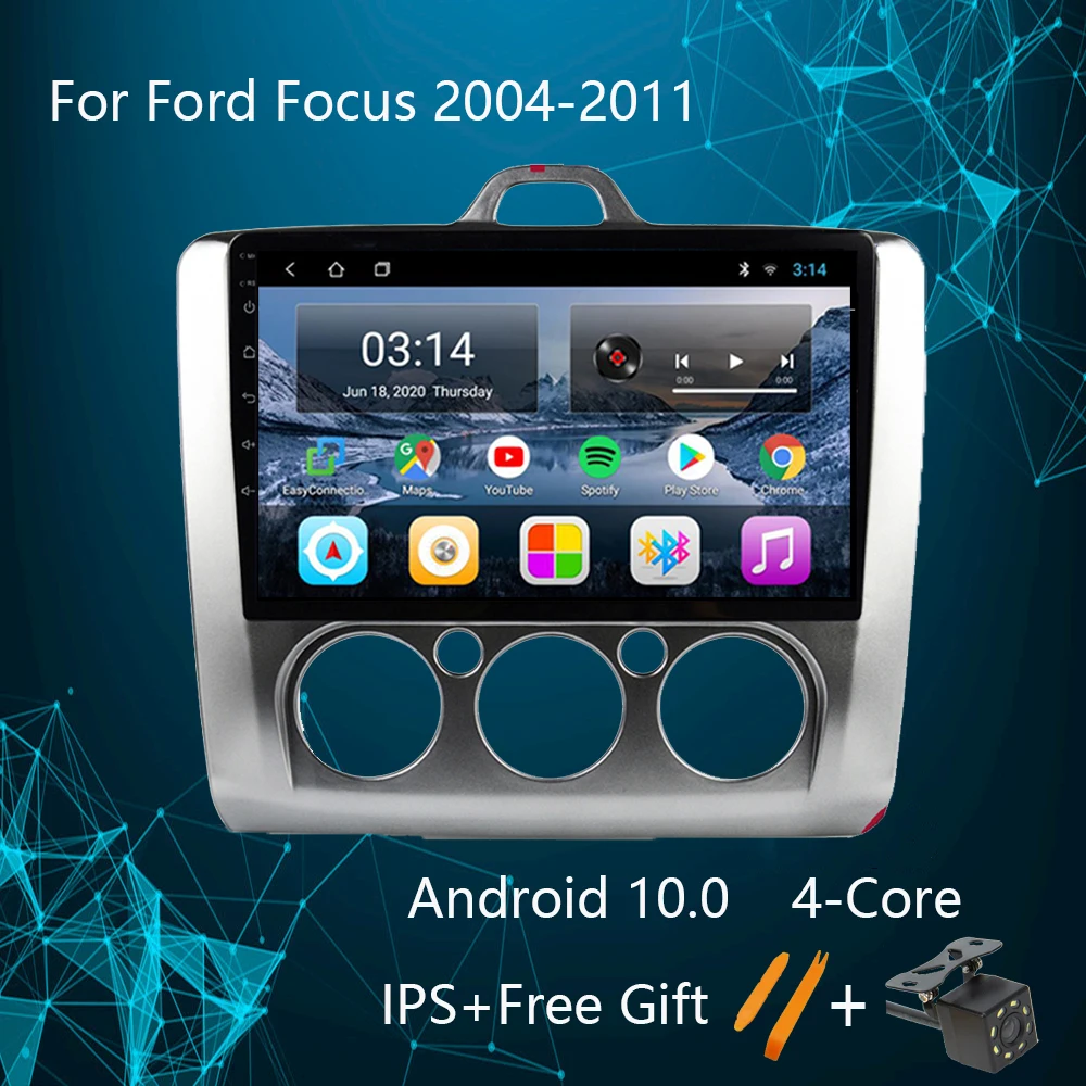 Автомагнитола 2 ГБ + 32 Android 10 0 DVD плеер для Ford Focus EXI MT 3 Mk2 2004 2011 GPS мультимедийный 4