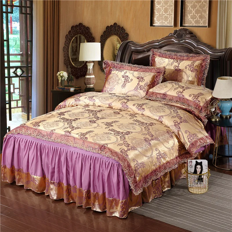 Комплект постельного белья из 3 или 4 предметов с кружевной юбкой | Дом и сад