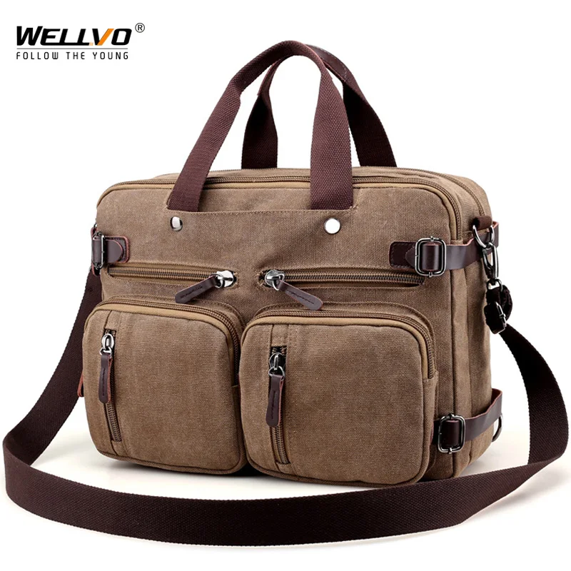 Men Canvas Briefcase Business Laptop Handbag Large Messenger Shoulder Bag Big Casual Male Tote Back Bags Travel Suitcase XA162ZC