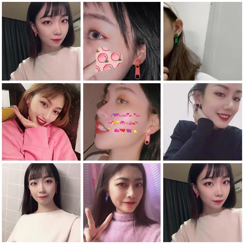 

Korean Cute Alloy Fashion Zipper Stud Earrings for Women Ins Style Colorful Zipper Earrings 2020 for Summer Unique Funny Jewelry