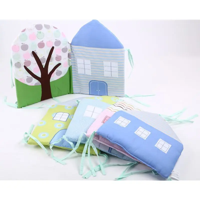 

Подушка для детской кроватки в форме домика, дышащая хлопковая подкладка, подушка для детской колыбели, кроватка для новорожденного защита ...